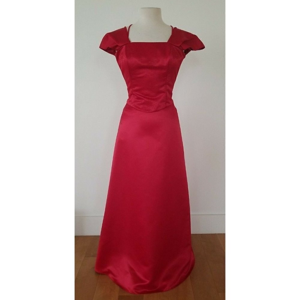 Red Two Piece Concert Dress Beaded Top Size XS